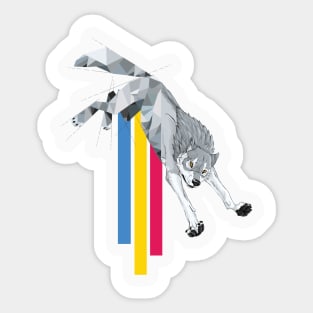 Grey wolf with primary color streak Sticker